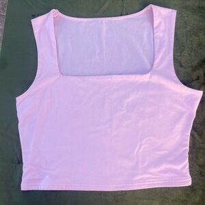 Women’s Square Neck Crop Tank Top - Light Pink